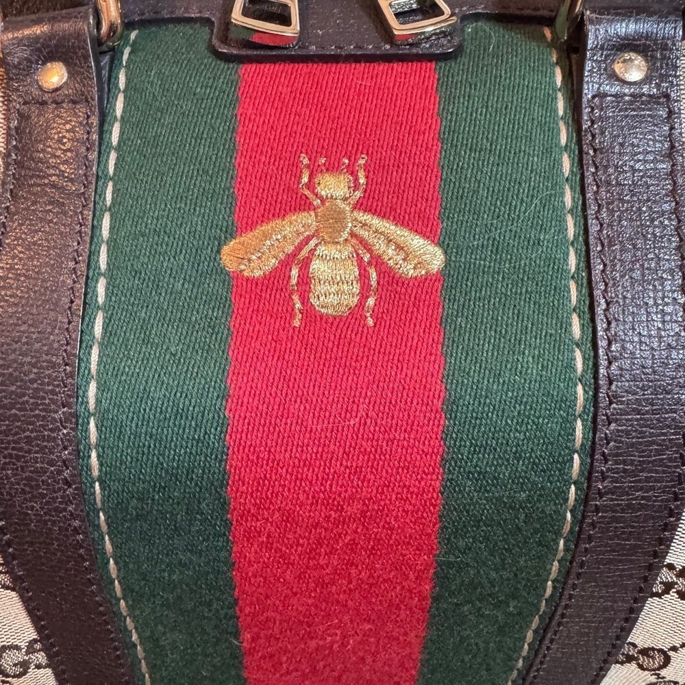 Ltd Edition GUCCI Webby Vintage Bee GG Supreme Canvas 2way Medium Boston Bag - Picture 2 of 16
